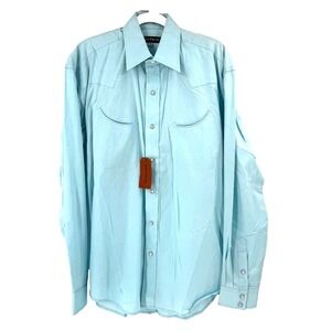 Stetson Smiley Face Pearl Snap Shirt Men's Med Blue Western Yellowstone Landman